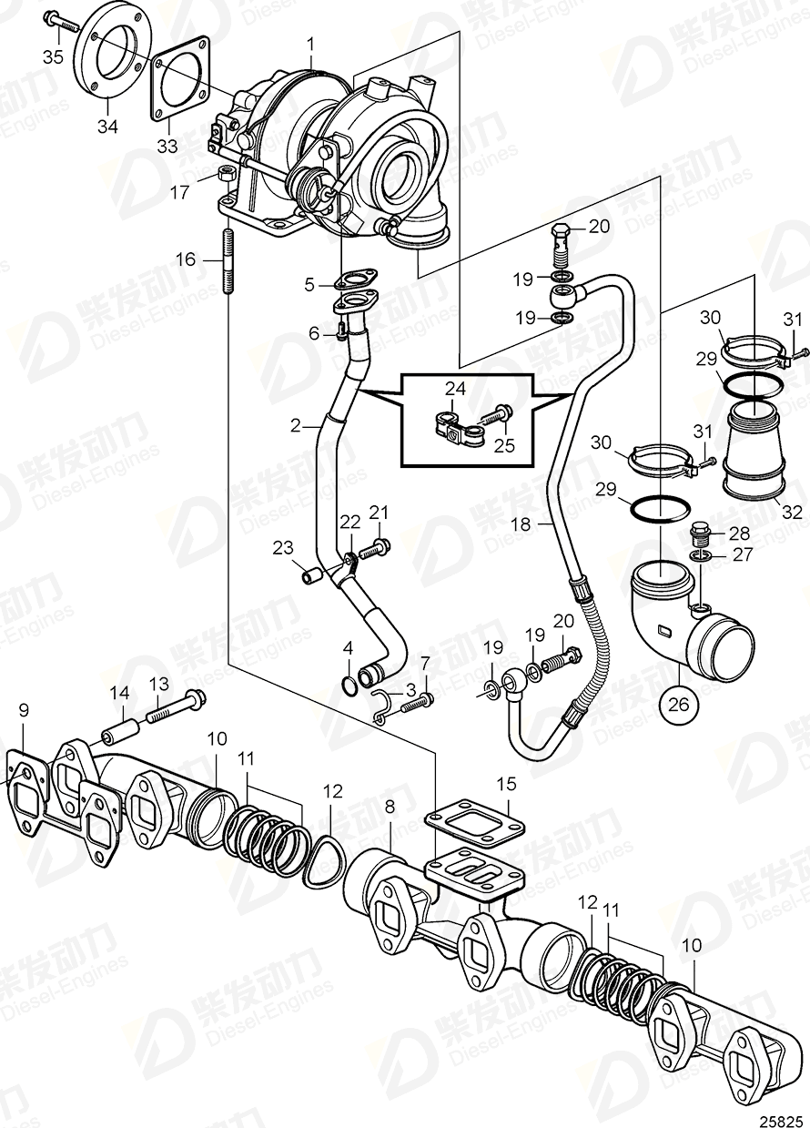 volvo penta Turbocharger 3801435 Drawing